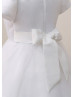 Short Sleeves Beaded White Lace Organza Flower Girl Dress Short Sleeves Beaded White Lace Organza Flower Girl Dress